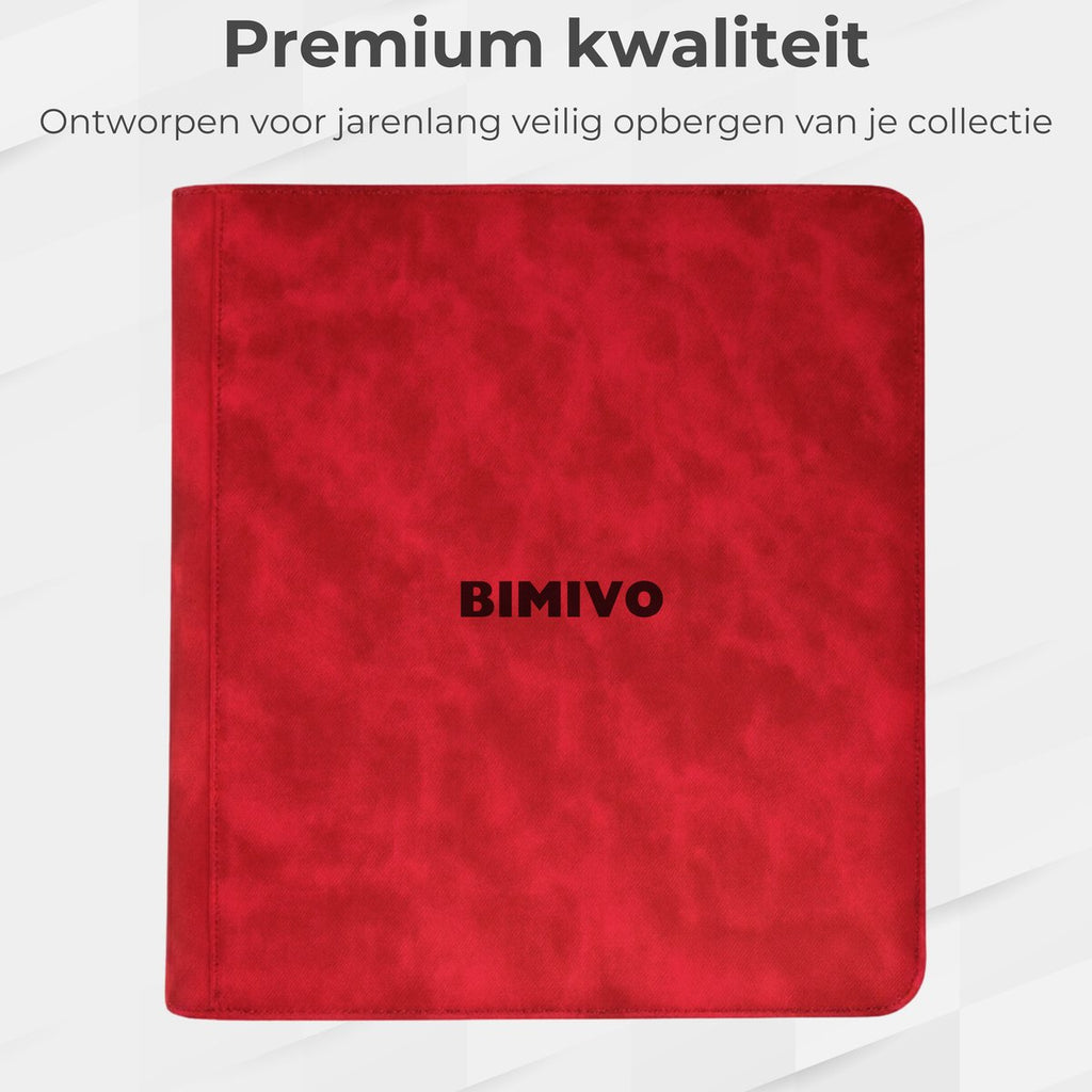 Bimivo Toploader Binder - Geschikt voor 252 kaarten - 9 Pocket Toploader Map - Premium - Rood
