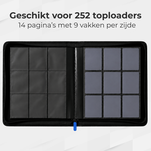 Bimivo Toploader Binder - Geschikt voor 252 kaarten - 9 Pocket Toploader Map - Premium - Blauw