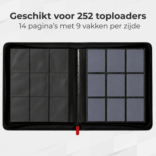 Bimivo Toploader Binder - Geschikt voor 252 kaarten - 9 Pocket Toploader Map - Premium - Rood