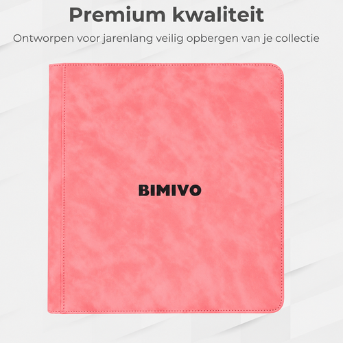 Bimivo Toploader Binder - Geschikt voor 252 kaarten - 9 Pocket Toploader Map - Premium - Roze